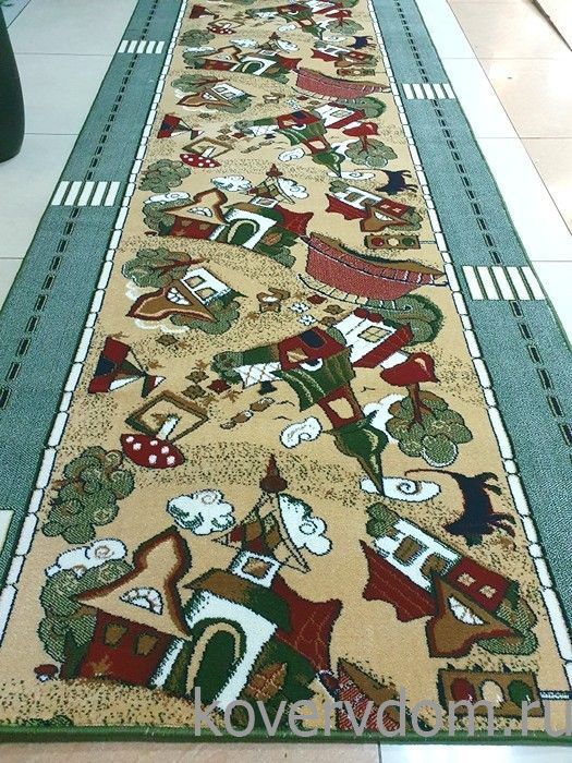 Детская ковровая дорожка зеленая 40076-03