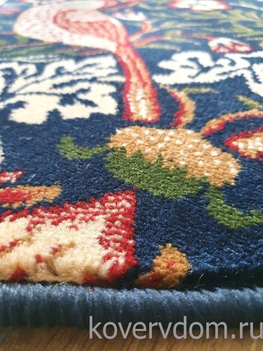 Ковер Птицы 40082 темно-синий по мотивам Земляничный вор Уильяма Морриса КРУГ